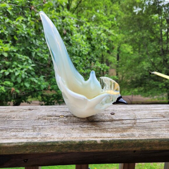Vintage Murano Style Sommerso Art Glass Bird Sculpture With Gold Flecks And Opal - Picture 9 of 10